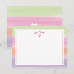 Carte De Correspondance Jolis rayures et cœur de Pâques de printemps à l'a