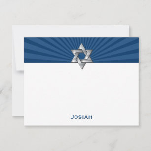 Carte De Correspondance Josiah Silver Étoile juive Bar Mitzvah Remerciemen