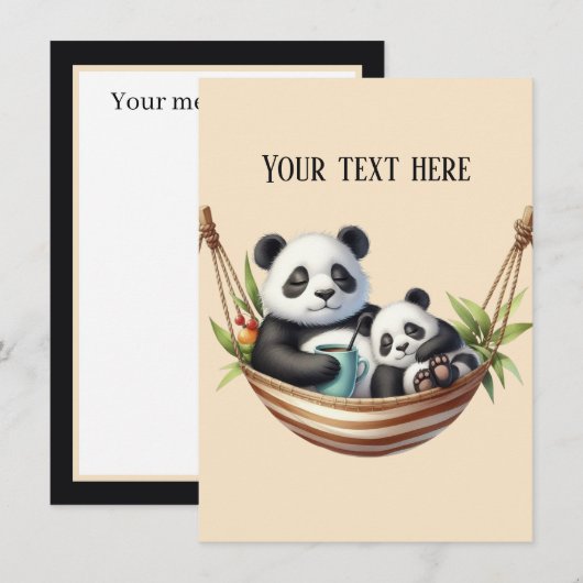 Carte De Correspondance Jote maman bébé panda ours ajouter un message (Devant / Derrière)