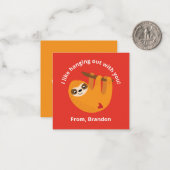 Carte De Correspondance Jote Red Kids Sloth Valentines Day Note Card (Devant/Arrière en situation)