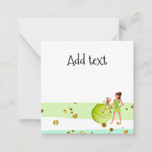 Carte De Correspondance Joueuse de tennis tient raquette et balle