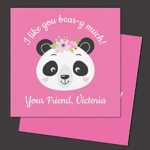 Carte De Correspondance Jour des Valentines de salle de classe Panda pour 