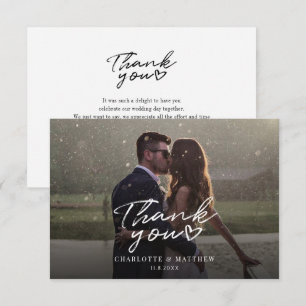 Carte De Correspondance Jour du mariage Photo Lettré à la main Merci de sc