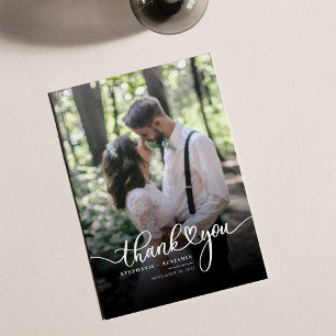 Carte De Correspondance Jour du mariage Photo Merci Lettré à la main