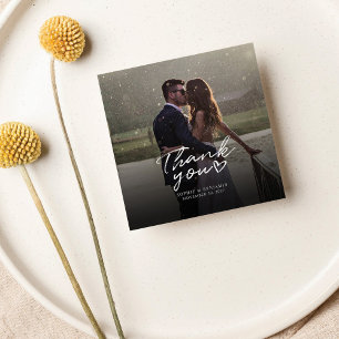Carte De Correspondance Jour du mariage Photo Merci Lettré à la main
