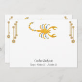 Carte De Correspondance Joyaux Pearl & Or avec Scorpio Zodiac (Devant / Derrière)