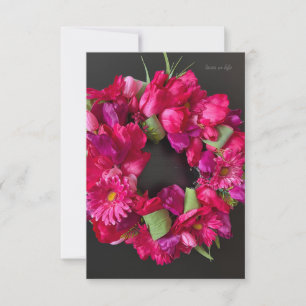 Carte De Correspondance Joyeuse Célébration - Couronne de fleurs rose chau
