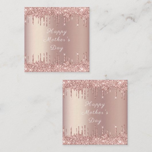 Carte De Correspondance Joyeuse Fête des Mères - Rose Gold Blush Glitter D (Devant / Derrière)