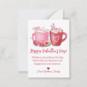 Carte De Correspondance joyeuse Saint-Valentin, 2 tasses rouge rose romant (Devant)