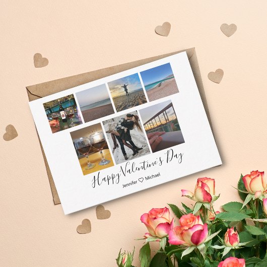 Carte De Correspondance joyeuse saint-valentin 7 photos collage sur mesure