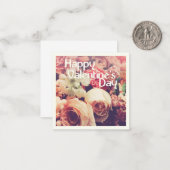 Carte De Correspondance Joyeuse Saint-Valentin avec bouquet de fleurs vint (Devant/Arrière en situation)