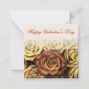 Carte De Correspondance Joyeuse Saint-Valentin avec bouquet de roses jaune
