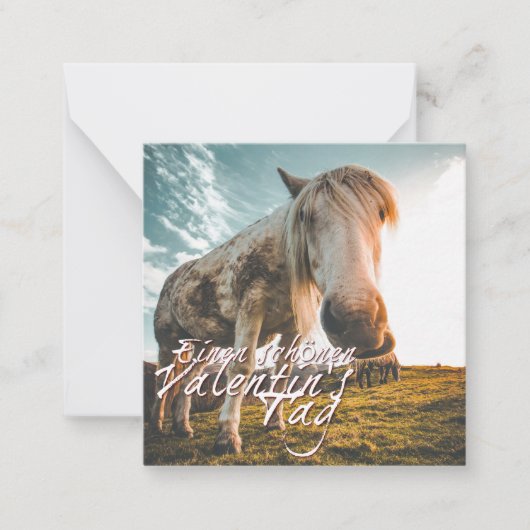 Carte De Correspondance Joyeuse Saint-Valentin avec cheval qui regarde (Devant)