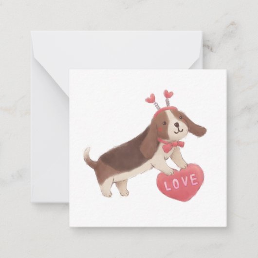 Carte De Correspondance Joyeuse Saint-Valentin avec Puppy (Devant)
