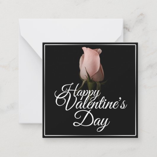 Carte De Correspondance Joyeuse Saint-Valentin avec rose rose (Devant)