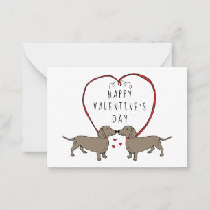 Carte De Correspondance Joyeuse Saint-Valentin   Cœurs & Dachshunds