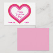 Carte De Correspondance Joyeuse Saint-Valentin Mignon Gros Cœur Rose Fémin (Devant / Derrière)