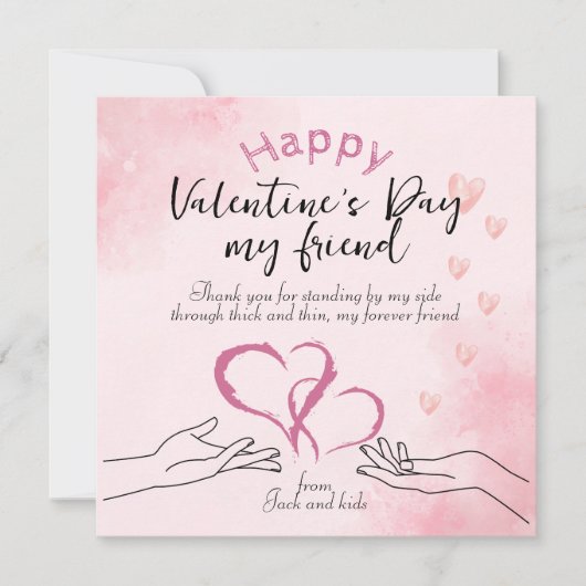 Carte De Correspondance Joyeuse Saint-Valentin mon ami rose (Devant)