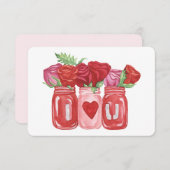 Carte De Correspondance Joyeuse Saint-Valentin Roses Pot Mason (Devant / Derrière)