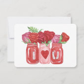 Carte De Correspondance Joyeuse Saint-Valentin Roses Pot Mason (Devant)