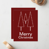 Carte De Correspondance Joyeuse typographie de Noël Rouge Abstrait (Devant/Arrière en situation)