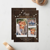 Carte De Correspondance Joyeuses Fêtes Collage de photos rustique avec lum (Devant/Arrière en situation)