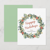 Carte De Correspondance Joyeuses fêtes couronne de Noël (Devant / Derrière)