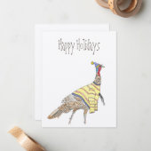 Carte De Correspondance Joyeuses Fêtes Dinde Froid (Devant/Arrière en situation)