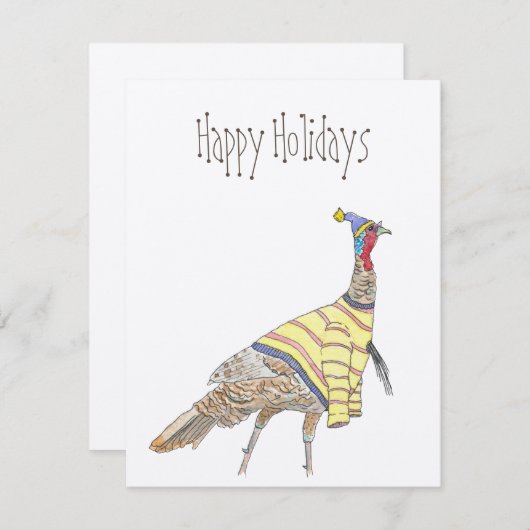 Carte De Correspondance Joyeuses Fêtes Dinde Froides (Devant / Derrière)