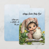 Carte De Correspondance Joyeuses Pâques Bébé Fille (Devant / Derrière)