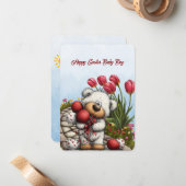 Carte De Correspondance Joyeuses Pâques Bébé Garçon (Devant/Arrière en situation)