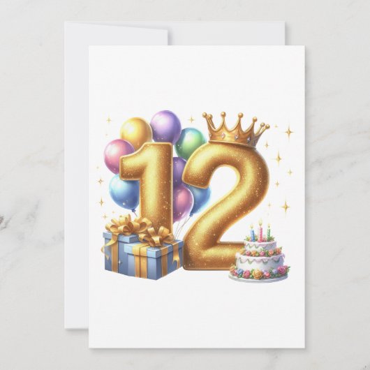 Carte De Correspondance Joyeux 12e Anniversaire (Devant)