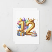 Carte De Correspondance Joyeux 12e Anniversaire (Devant/Arrière en situation)