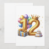 Carte De Correspondance Joyeux 12e Anniversaire (Devant / Derrière)