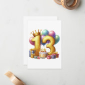 Carte De Correspondance Joyeux 13e anniversaire (Devant/Arrière en situation)