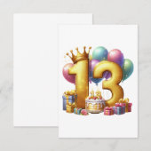 Carte De Correspondance Joyeux 13e anniversaire (Devant / Derrière)