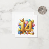 Carte De Correspondance Joyeux 14e anniversaire (Devant/Arrière en situation)