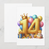 Carte De Correspondance Joyeux 14e anniversaire (Devant / Derrière)