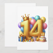 Carte De Correspondance Joyeux 14e anniversaire (Devant / Derrière)