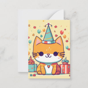 Carte De Correspondance Joyeux anniversaire au chat de fête mignon,