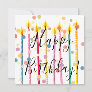 Carte De Correspondance Joyeux Anniversaire bougies et Confetti