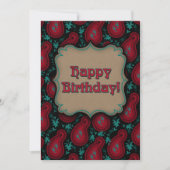 Carte De Correspondance Joyeux Anniversaire Bourgogne Rouge Paisley (Devant)