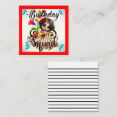 Carte De Correspondance Joyeux Anniversaire Crâne de Sucre Mignon (Devant / Derrière)