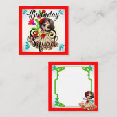 Carte De Correspondance Joyeux Anniversaire Crâne de Sucre Mignon (Devant / Derrière)