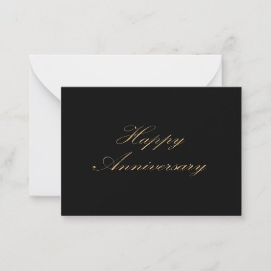 Carte De Correspondance Joyeux Anniversaire écriture script police or noir (Devant)