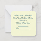 Carte De Correspondance Joyeux Anniversaire en Retard (Dos)