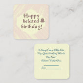 Carte De Correspondance Joyeux Anniversaire en Retard (Devant / Derrière)