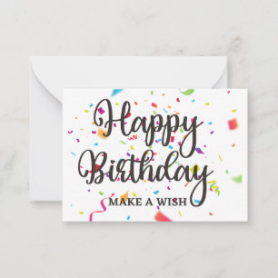 Carte De Correspondance Joyeux anniversaire FAIRE UN SOUHAIT avec Confetti