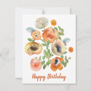 Carte De Correspondance Joyeux Anniversaire Fleurs Orange de Printemps
