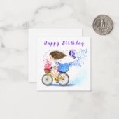 Carte De Correspondance Joyeux Anniversaire - Joyeuse Jeune Fille Sur Un V (Devant/Arrière en situation)